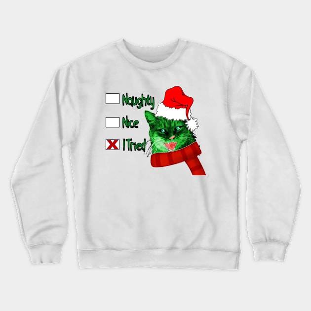 Grinch Christmas Kitty Crewneck Sweatshirt by dpenn